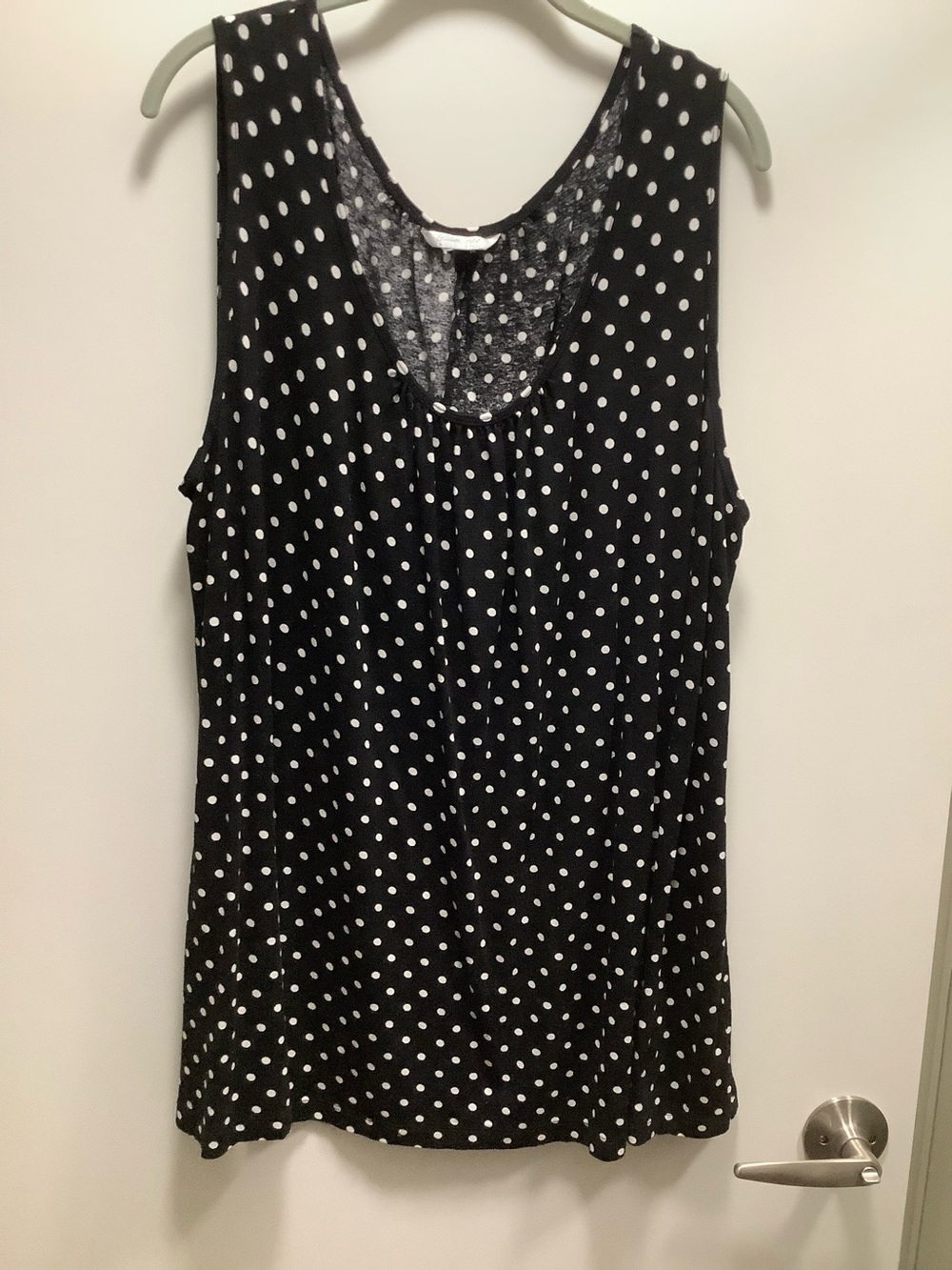 Woman’s Tank Top Black with White Polkadots